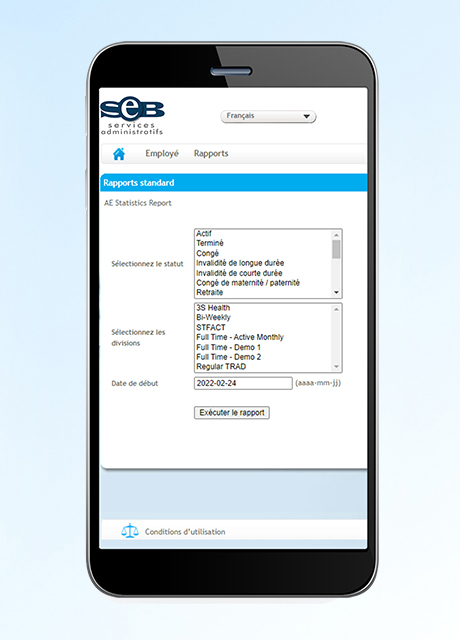 Saisie d’écran de l’appli FlexPlus ADMIN sur un téléphone