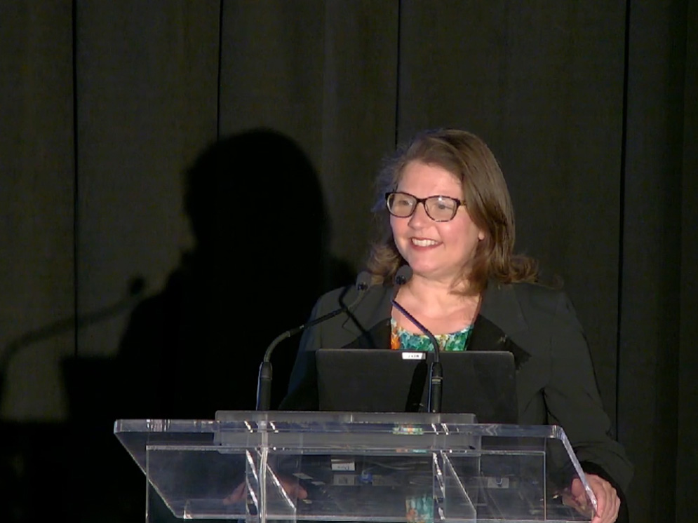 Shot of head of SEB VP Products & Solutions giving a speech at Flexplus enterprise launch event