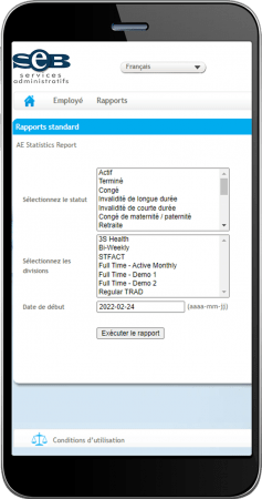 Saisie d’écran de l’appli FlexPlus ADMIN sur un téléphone