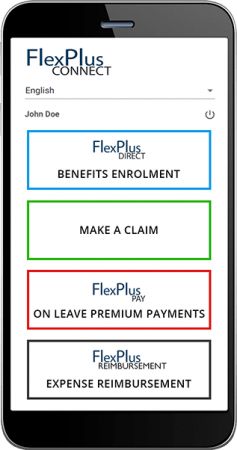 Shot of FlexPlus CONNECT user interface on mobile device
