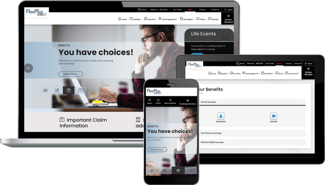 Images of FlexPlus Direct user interface on different Technology Devices