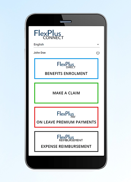 Shot of FlexPlus Connect user interface platform on mobile device