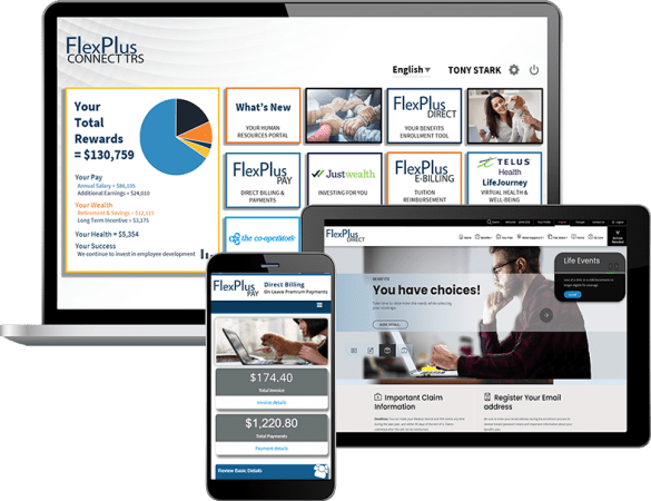 Shot of FlexPlus Solutions user interface on multiple devices
