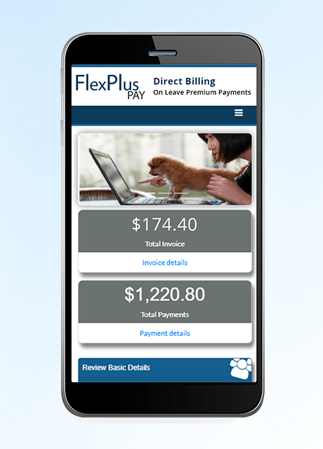 Shot of FlexPlus Pay user interface platform on mobile device