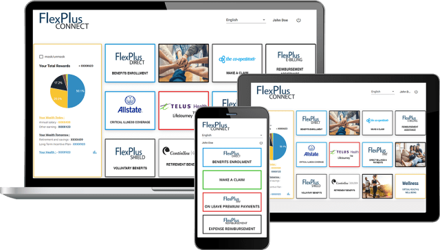 Images of FlexPlus Connect user interface on different Technology Devices