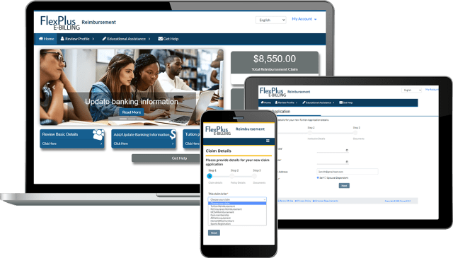 Benefits Solutions Flexplus E-Billing user interface on Laptop